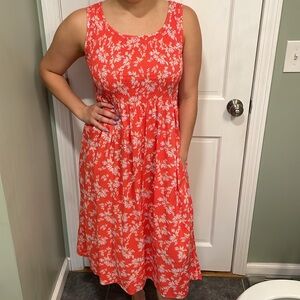 Floral Coral Sleeveless Dress